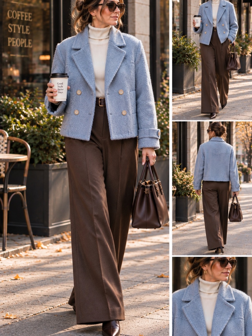Luxury lined soft cropped double breasted minimalist structured jacket coat XL